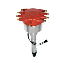 Chevy SB BB V8 Low-Profile Pro Series Pro Billet Distributor with Crab Cap Red
